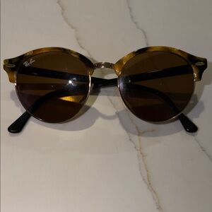 Ray-Ban Brown and Black Round Sunglasses